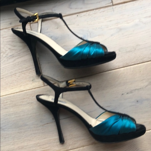 Prada silk & black suede high heel sandals - Picture 6 of 6